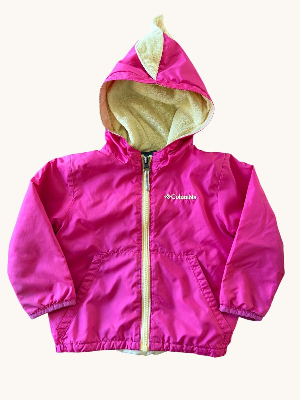 Columbia Toddler Girls Pink Insulated Hooded Jacket Spikes Fleece Hood 18-24M